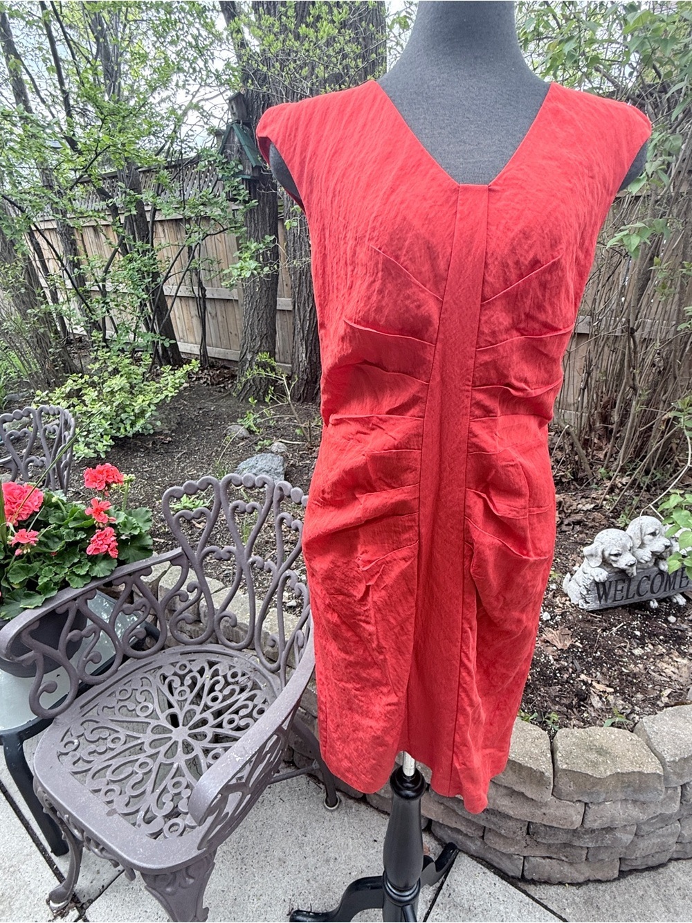 Iris Setlakwe Montreal Ruched Sheath Dress in Vibrant Red Size 6, Made in Canada